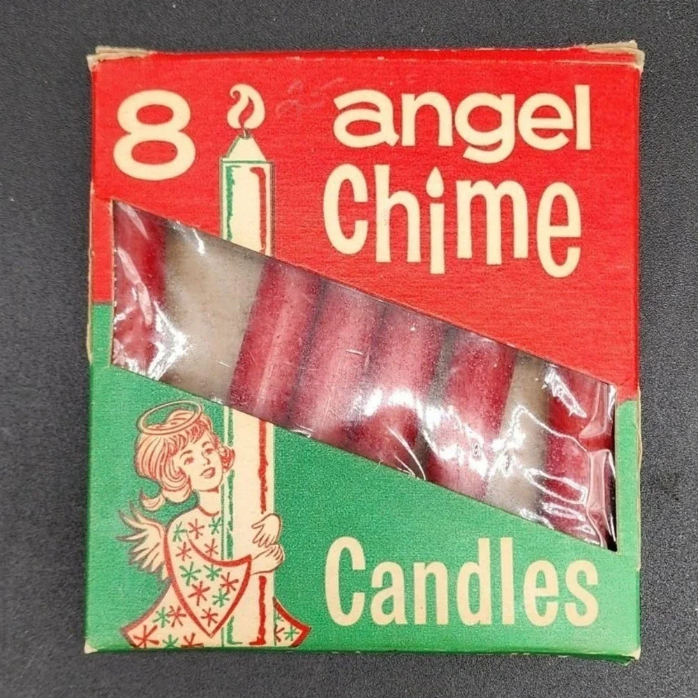 Columbia Wax Prod‎ Red Angel Chime Candles Vintage Christmas MCM Holiday  USA